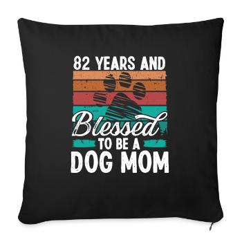 82 Year Old Dog Mom 82 Birthday Retro Dog Mother - Sofa pillowcase 17,3'' x 17,3'' (45 x 45 cm) - black - Front