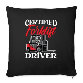 Certified Forklift Driver Job Warehouse Worker - Sofa pillowcase 17,3'' x 17,3'' (45 x 45 cm) - black - Front