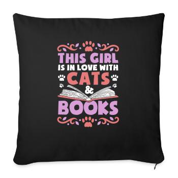 Les amateurs de livres de chats lisent des livres - Housse de coussin décorative 45 x 45 cm - noir - Devant
