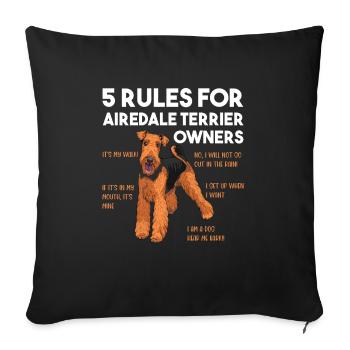 Airedale Terrier Chien - Housse de coussin décorative 45 x 45 cm - noir - Devant
