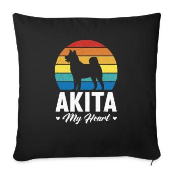 Akita Inu américain - Housse de coussin décorative 45 x 45 cm - noir - Devant