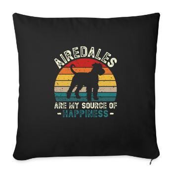 Airedale Terrier Chien - Housse de coussin décorative 45 x 45 cm - noir - Devant
