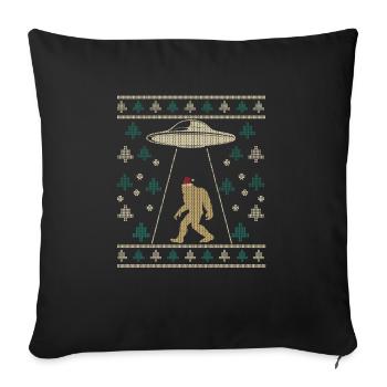 Casquette de Père Noël Bigfoot Alien Ufo Sasquatch - Housse de coussin décorative 45 x 45 cm - noir - Devant