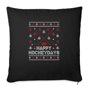 Drôle de joueur de hockey sur glace de Noël Fan Noël - Housse de coussin décorative 45 x 45 cm - noir - Devant