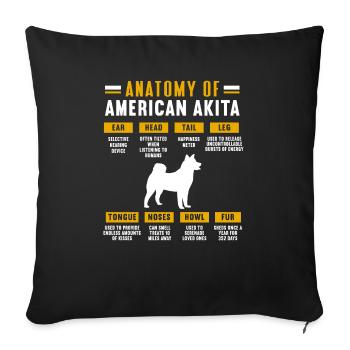 Akita Inu américain - Housse de coussin décorative 45 x 45 cm - noir - Devant