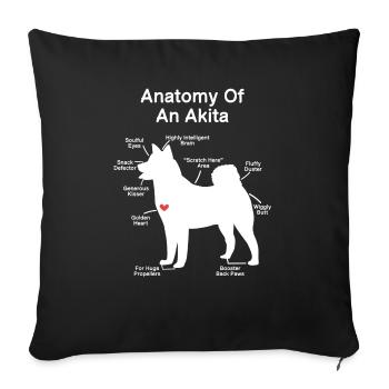 Akita Inu américain - Housse de coussin décorative 45 x 45 cm - noir - Devant