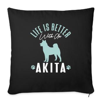 Akita Inu américain - Housse de coussin décorative 45 x 45 cm - noir - Devant