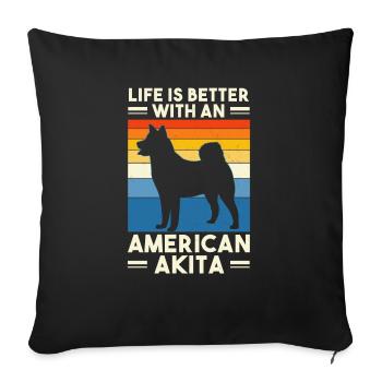 Akita Inu américain - Housse de coussin décorative 45 x 45 cm - noir - Devant
