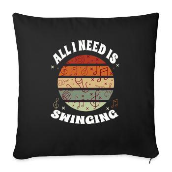 Tout ce dont j’ai besoin, c’est de me balancer - Housse de coussin décorative 45 x 45 cm - noir - Devant