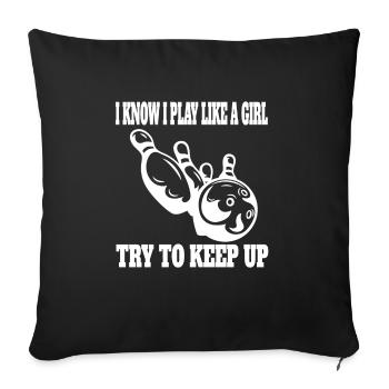 Bowling Bowling Bowling Filles Bowling Ball Bowler Bowling Bowling - Housse de coussin décorative 45 x 45 cm - noir - Devant