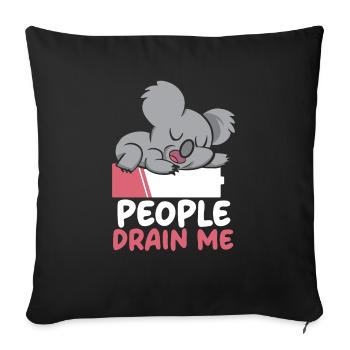 Les gens me drainent Personnalité introvertie Introverti - Housse de coussin décorative 45 x 45 cm - noir - Devant