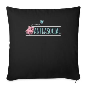 Anteasocial Buveur de thé Introverti Introverti - Housse de coussin décorative 45 x 45 cm - noir - Devant