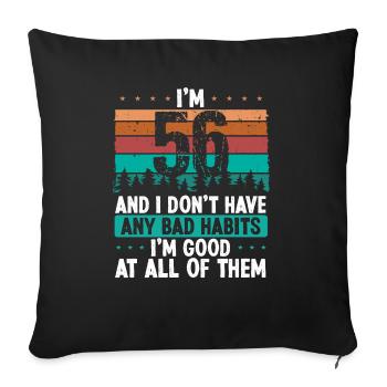 Anniversaire de 56 ans Drôle d’humour 56 anniversaire - Housse de coussin décorative 45 x 45 cm - noir - Devant