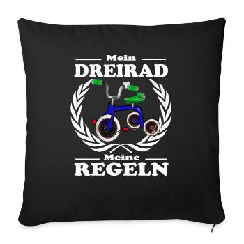 Mein Dreirad und meine Regeln. Kind mit Regeln - Sofakissenbezug 45 x 45 cm - Schwarz - Vorne