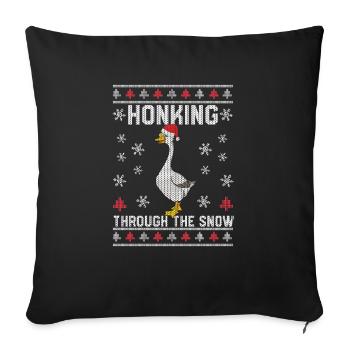 Honking through the snow Honking Christmas Goose Xmas - Sofa pillowcase 17,3'' x 17,3'' (45 x 45 cm) - black - Front