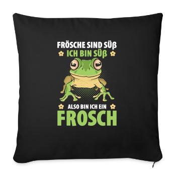 Frösche Sind Süß Ich Bin Süß Also Bin Ich Ein Fros - Sofakissenbezug 45 x 45 cm - Schwarz - Vorne