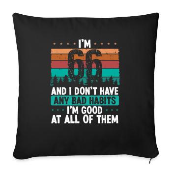Anniversaire de 66 ans Drôle d’humour 66 anniversaire - Housse de coussin décorative 45 x 45 cm - noir - Devant
