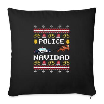 Ugly Christmas Reindeer Funny Policeman - Sofa pillowcase 17,3'' x 17,3'' (45 x 45 cm) - black - Front