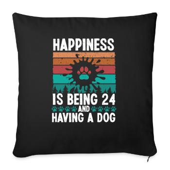 24 Year Old Happiness Dog Dad 24 Birthday Dog Mom - Sofakissenbezug 45 x 45 cm - Schwarz - Vorne