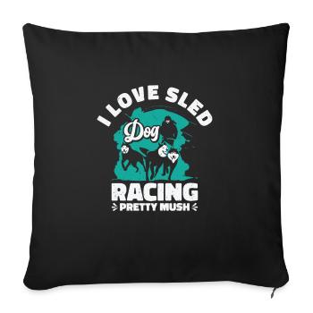 Courses de chiens de traîneau Husky Sled - Housse de coussin décorative 45 x 45 cm - noir - Devant