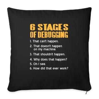 6 étapes de débogage Funny Data Admin T-Shirt - Housse de coussin décorative 45 x 45 cm - noir - Devant