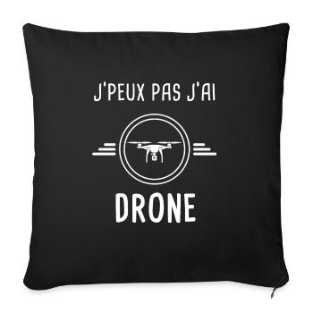 drone je peux pas j'ai drone drones - Housse de coussin décorative 45 x 45 cm - noir - Devant