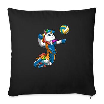 Volleyball Einhorn Jungen Mädchen - Einhorn - Sofakissenbezug 45 x 45 cm - Schwarz - Vorne