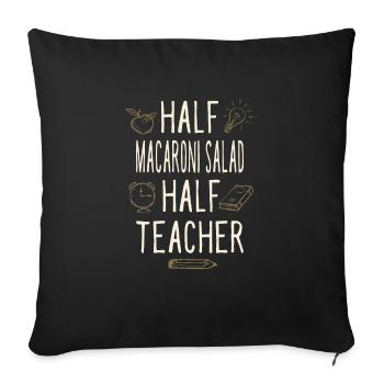 Moitié Salade de macaronis Moitié Professeur drôle - Housse de coussin décorative 45 x 45 cm - noir - Devant