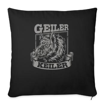 Geiler Keiler | Lustiges Wildschwein Jagd - Sofakissenbezug 45 x 45 cm - Schwarz - Vorne