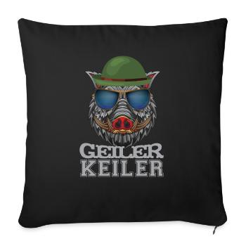 Geiler Keiler | Lustiges Wildschwein Jagd - Sofakissenbezug 45 x 45 cm - Schwarz - Vorne