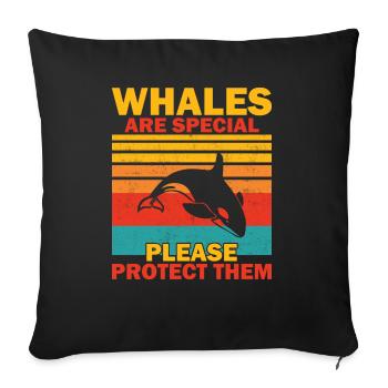 Orca Meeresbiologe Schwertwal Killerwal - Sofakissenbezug 45 x 45 cm - Schwarz - Vorne