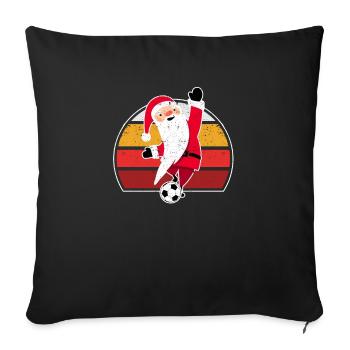 Weihnachtsmann spielt Fußball Weihnachten - Sofakissenbezug 45 x 45 cm - Schwarz - Vorne