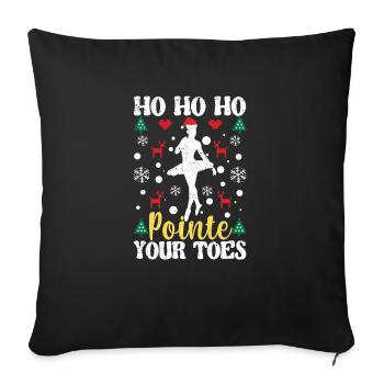 Weihnachten Ballett Tanzen Ballerina Ho Ho Ho - Sofakissenbezug 45 x 45 cm - Schwarz - Vorne