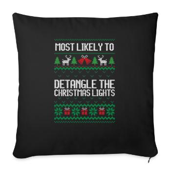 Christmas lights ugly christmas shirt - Sofa pillowcase 17,3'' x 17,3'' (45 x 45 cm) - black - Front