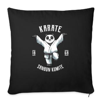 Karate Panda Crane Kick - Niedliches Karate - Sofakissenbezug 45 x 45 cm - Schwarz - Vorne