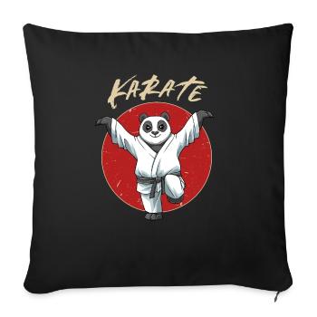Karate Panda Crane Kick - Karate Japanische - Sofakissenbezug 45 x 45 cm - Schwarz - Vorne