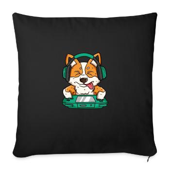 Corgi Gamer Console Chien de jeu - Housse de coussin décorative 45 x 45 cm - noir - Devant