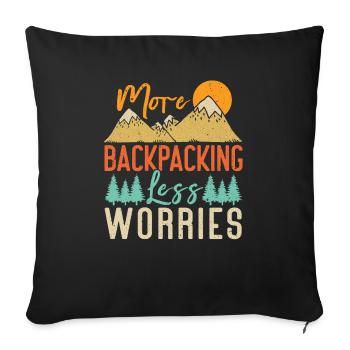 Outdoor Camping Wandern Backpacking - Sofakissenbezug 45 x 45 cm - Schwarz - Vorne