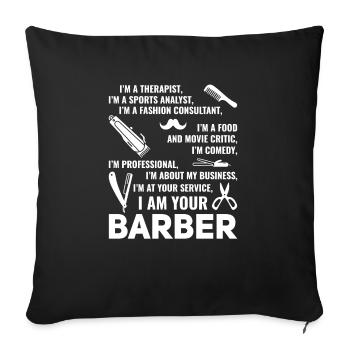 Barbershop Friseur Friseurin Barbier - Sofakissenbezug 45 x 45 cm - Schwarz - Vorne