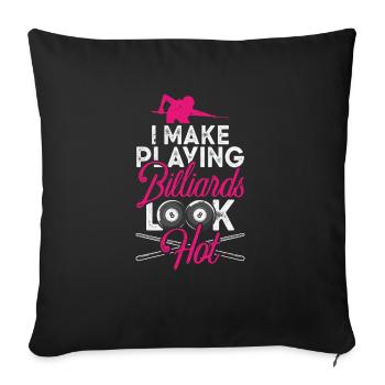 Pocketologist Billard Piscine Billard 8 Femme - Housse de coussin décorative 45 x 45 cm - noir - Devant