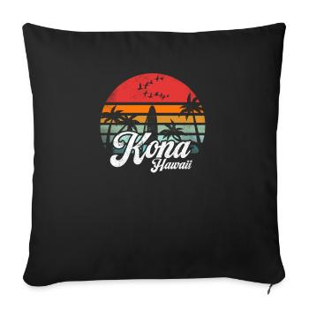 Kona Hawaii Retro Vintage Hawaiian Beach Surfing - Sofa pillowcase 17,3'' x 17,3'' (45 x 45 cm) - black - Front
