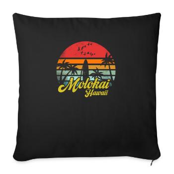 Molokai Hawaii Retro Vintage Hawaiian Beach Pun - Sofa pillowcase 17,3'' x 17,3'' (45 x 45 cm) - black - Front