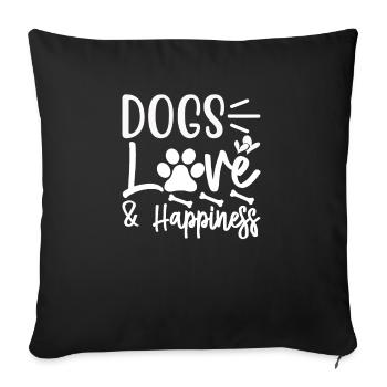 Chiens Amour & Bonheur - Housse de coussin décorative 45 x 45 cm - noir - Devant