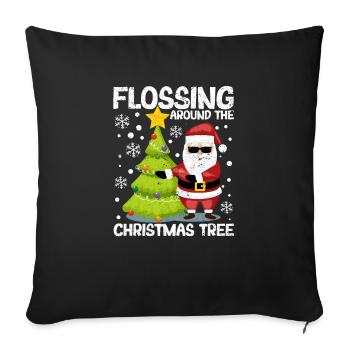 Flossing around the Santa Claus tree - Sofa pillowcase 17,3'' x 17,3'' (45 x 45 cm) - black - Front