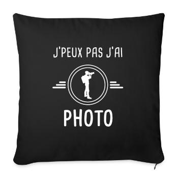 photo je peux pas j'ai photo photographe - Housse de coussin décorative 45 x 45 cm - noir - Devant