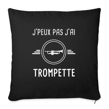 trompette je peux pas j'ai trompette instrument - Housse de coussin décorative 45 x 45 cm - noir - Devant
