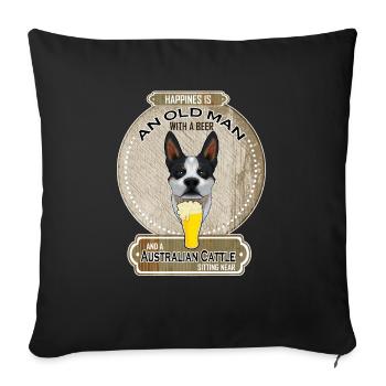 Chien de bétail australien Papa Amateur de bière - Housse de coussin décorative 45 x 45 cm - noir - Devant