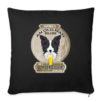Border Collie Papa Amateur de bière - Housse de coussin décorative 45 x 45 cm - noir - Devant