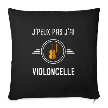 violon je peux pas j'ai violoncelle instrument - Housse de coussin décorative 45 x 45 cm - noir - Devant