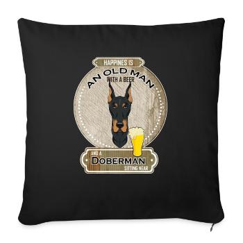 Doberman Papa Amateur de bière - Housse de coussin décorative 45 x 45 cm - noir - Devant